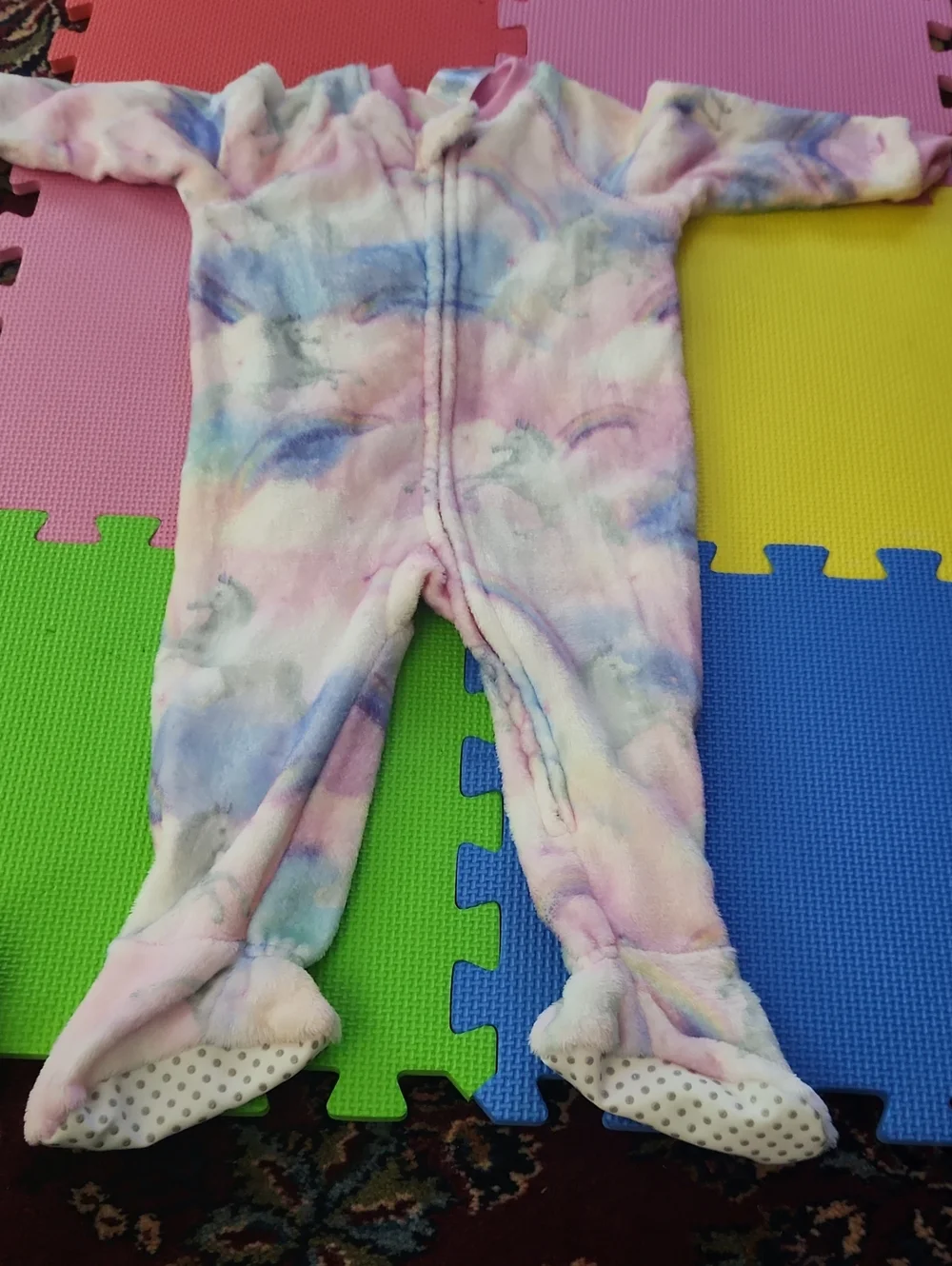 Plush Pastel Unicorn Print Fleece One-Piece for Kids